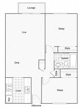 The Row | Apartments | Floorplan|2bed_1bath_800sqft